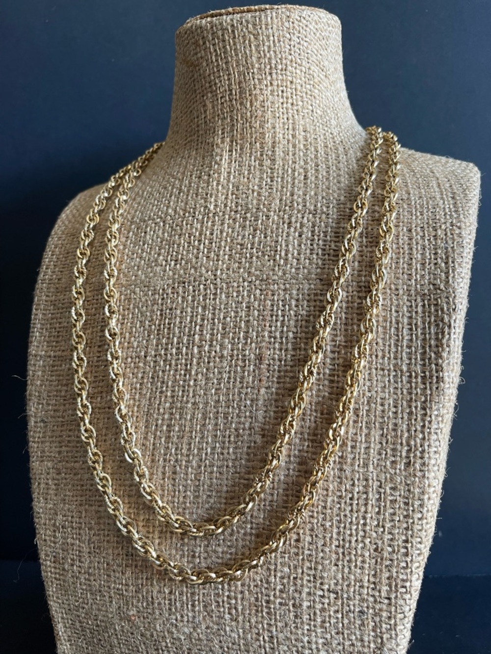 Classic Gold Rope Chain Necklace - Double Strand